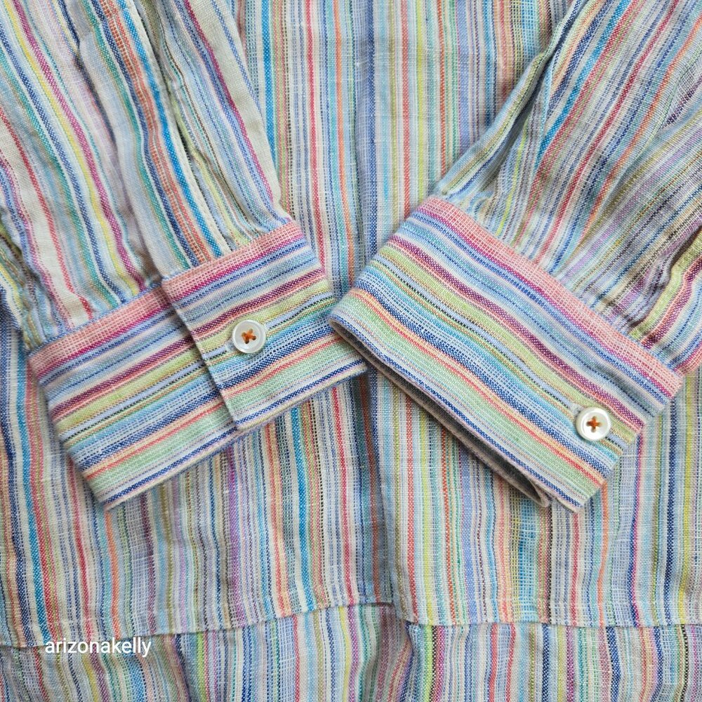 The Salting Linen Hoodie Coverup Tunic Size 000 Colorful Stripe Unisex - Picture 12 of 13